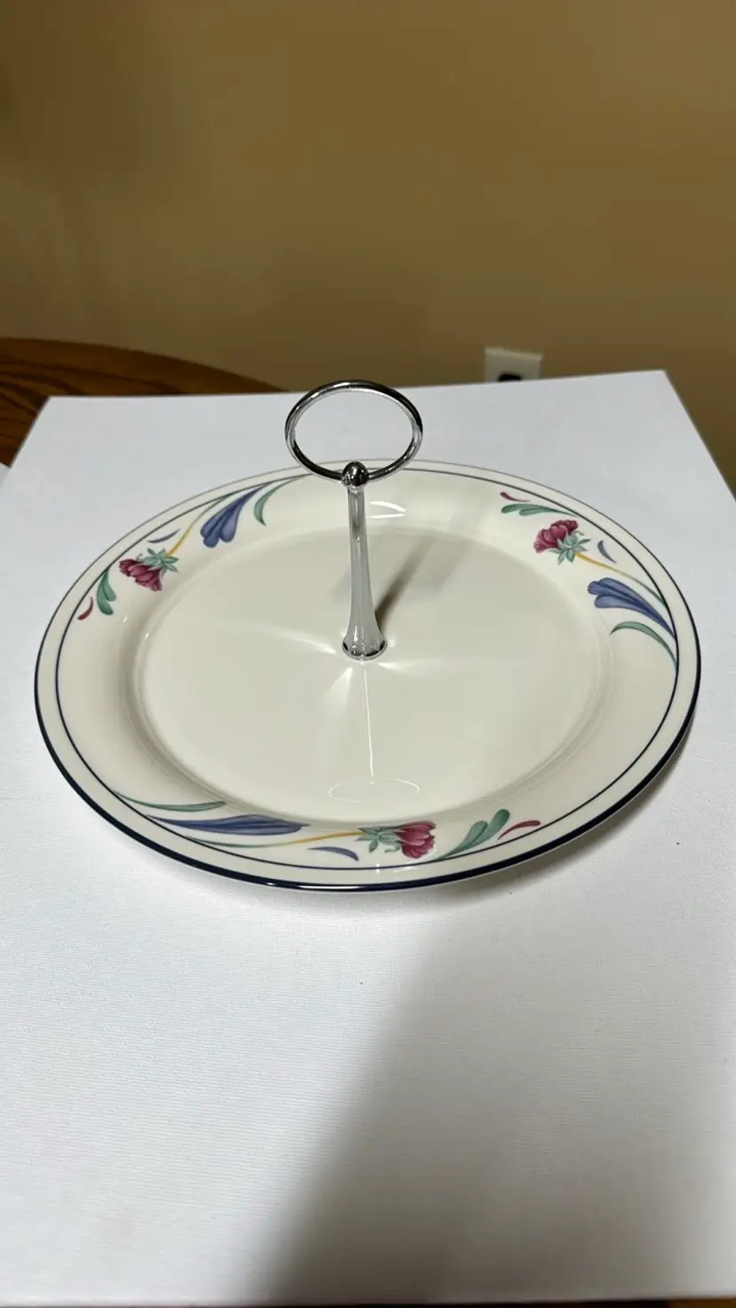 Lenox Poppies on Blue Handled Tray Server 11”