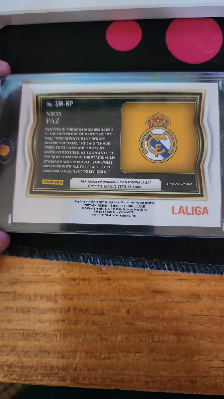 2023-24 Panini Select La Liga Nico Paz Prizm Jersey Patch RC Real Madrid