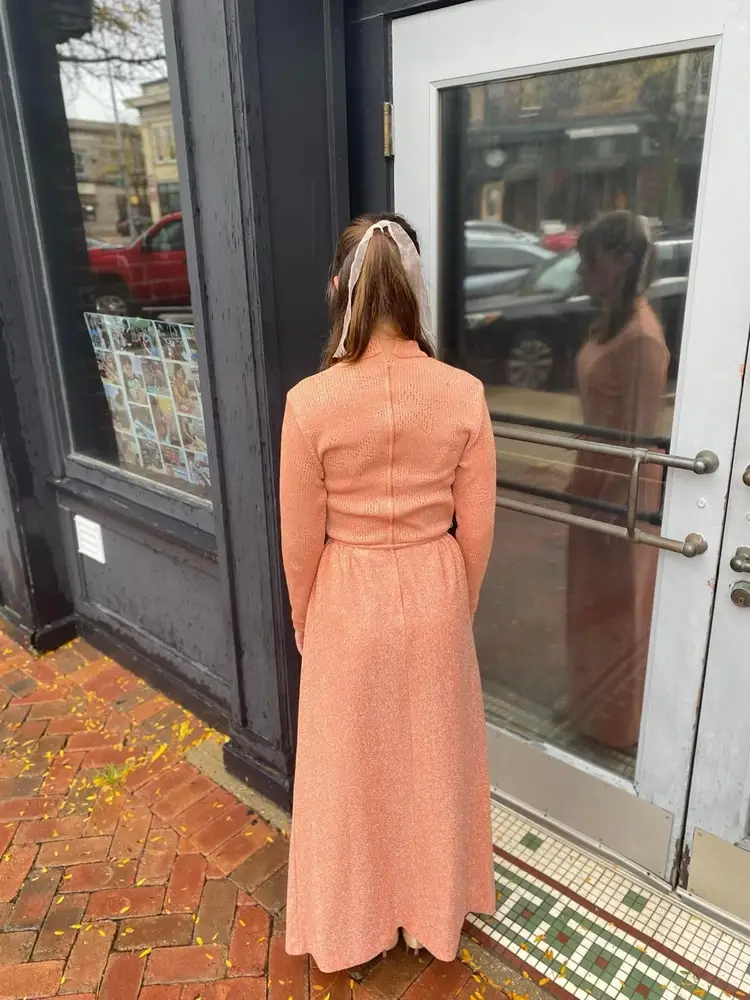 70’s Bleeker Street Peach & Silver Knit Maxi
