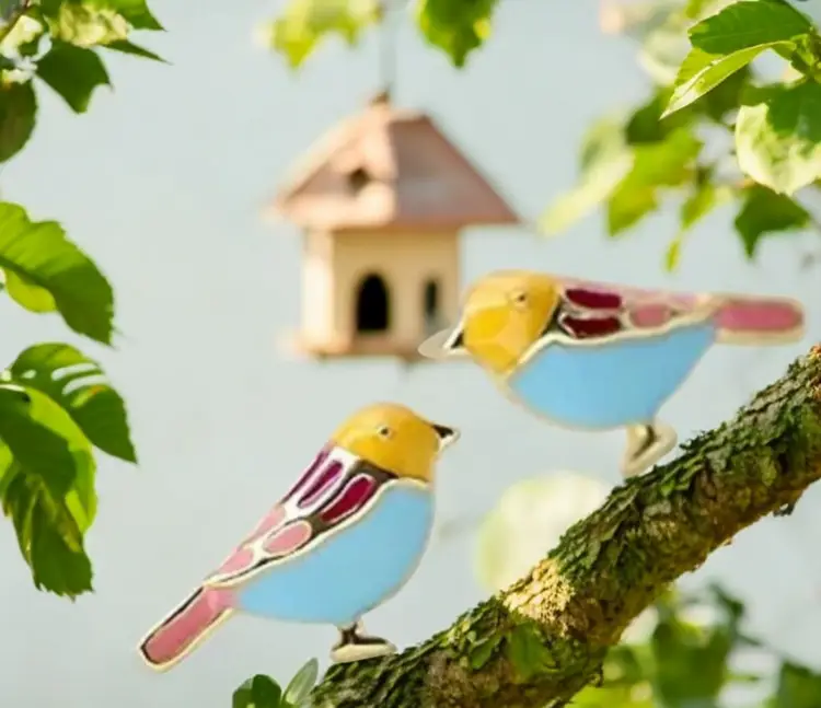SPRINGTIME ENAMELED PETITE BIRD STUD EARRINGS NWOT