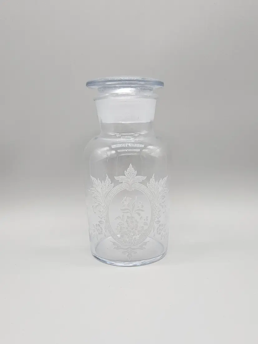 Vintage Rachel Ashwell Apothecary Jar Etched Glass French Couture Shabby Chic