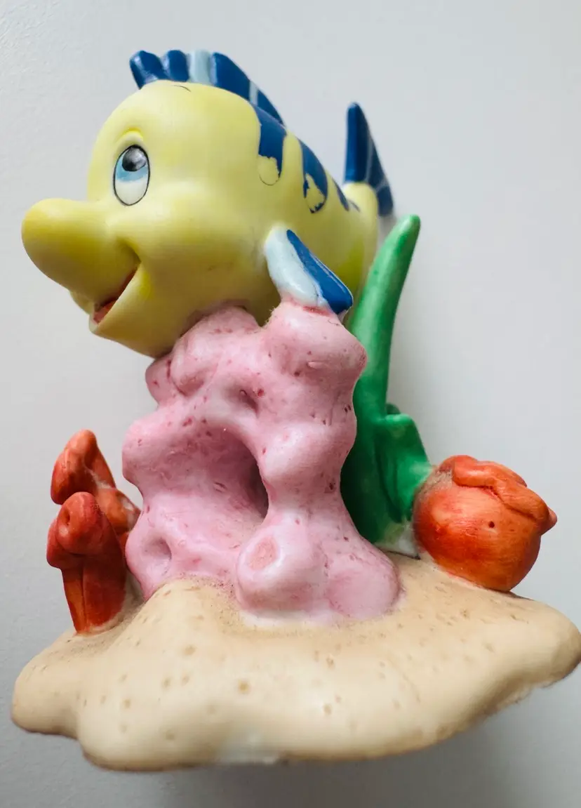 FLOUNDER From The Little Mermaid Figurine - Ceramic Fish Coral Reef