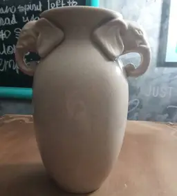 Crackle double handle elephant vase