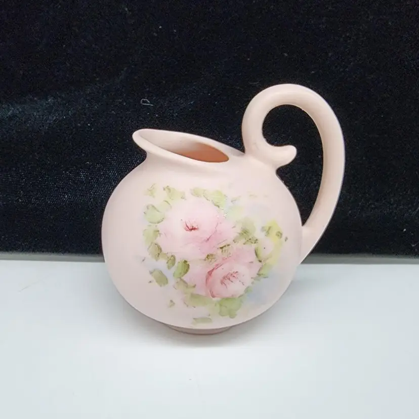 Mini Pink Dresden Porcelain Pitcher Creamer Floral Roses Stines Dresden VTG MCM