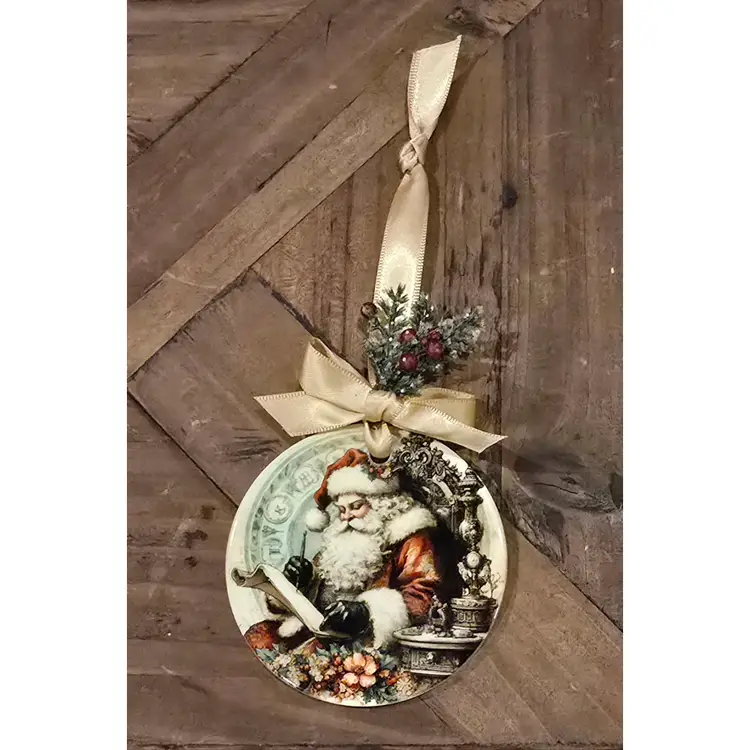 Vintage Santa Art Ornament