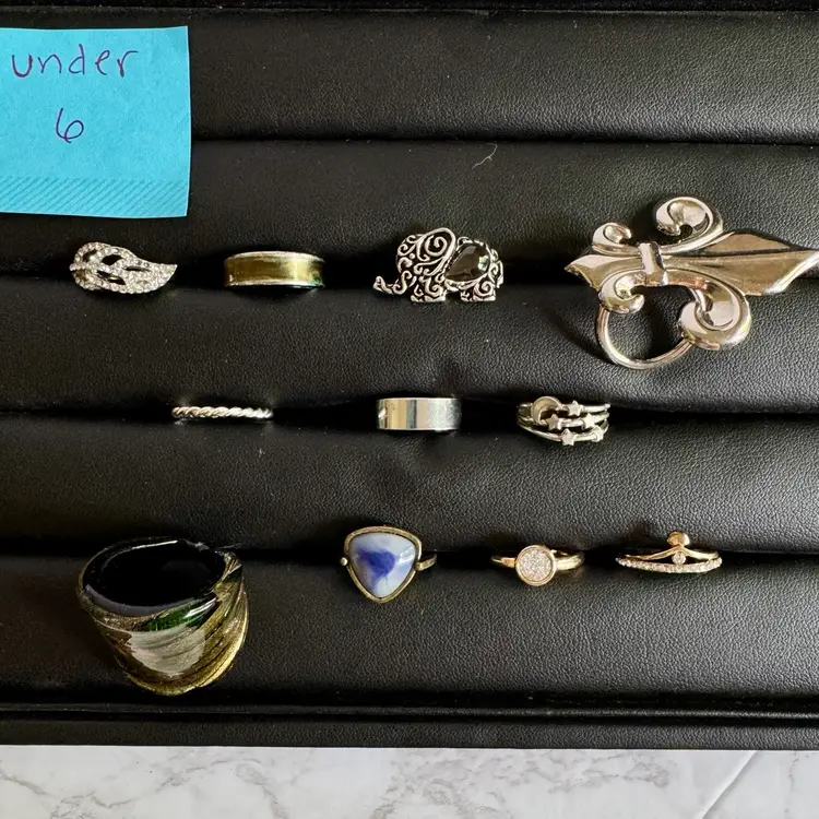 Lot of 11 Rings - Sizes Under 6, Gold & Silver To Es