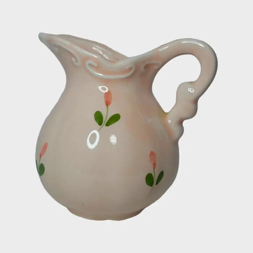 Vintage A Summit Collection Peach Colored Creamer Jug With Flowers