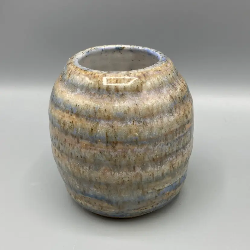 Vintage Miniature Chonky Heavy Signed Pottery Vase