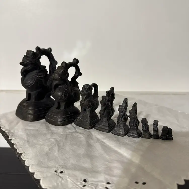 Vintage Burmese Lion Drago Pose Antique Opium Weight  Bronze Lot 10