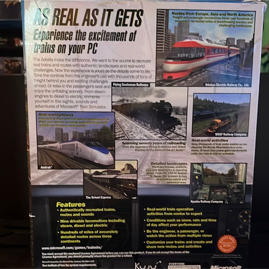 Microsoft Train Simulator (PC, 2001) Vintage Computer Game Big Box