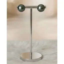 Belle de Mer Black Cultured Freshwater Pearl Stud Earrings 8-9mm Sterling Silver