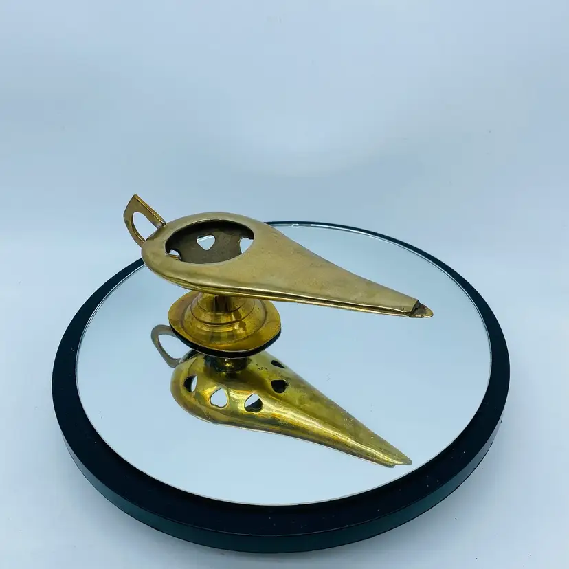 #3512 Brass genie lamp, incense burner or decorative Votive Holder With Heart Cutouts