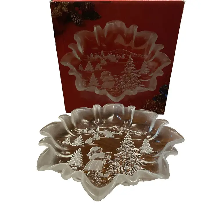 Christmas Story Mikasa Candy Dish 9 3/4" Bon Bon Plate SA 600/902 HOLIDAY VTG