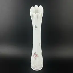 Westmoreland Swung Milk Glass Handpainted Floral Bud Vase