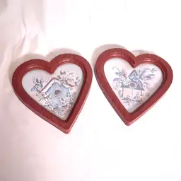 Vintage Home Interiors Heart Shaped Birdhouse Pictures Set of 2
