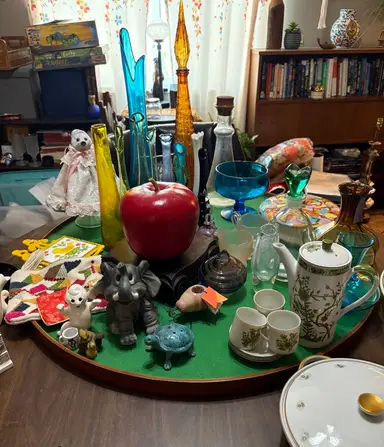 A little of this, a little of that….glass, ceramic, figurines, wood