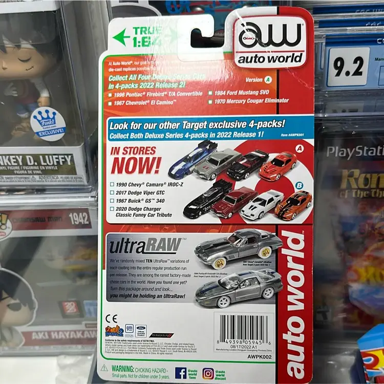 AUTO WORLD 1/64 DELUXE 4-PACK  TARGET EXCLUSIVE PONTIAC CHEVY FORD & MERCURY NEW