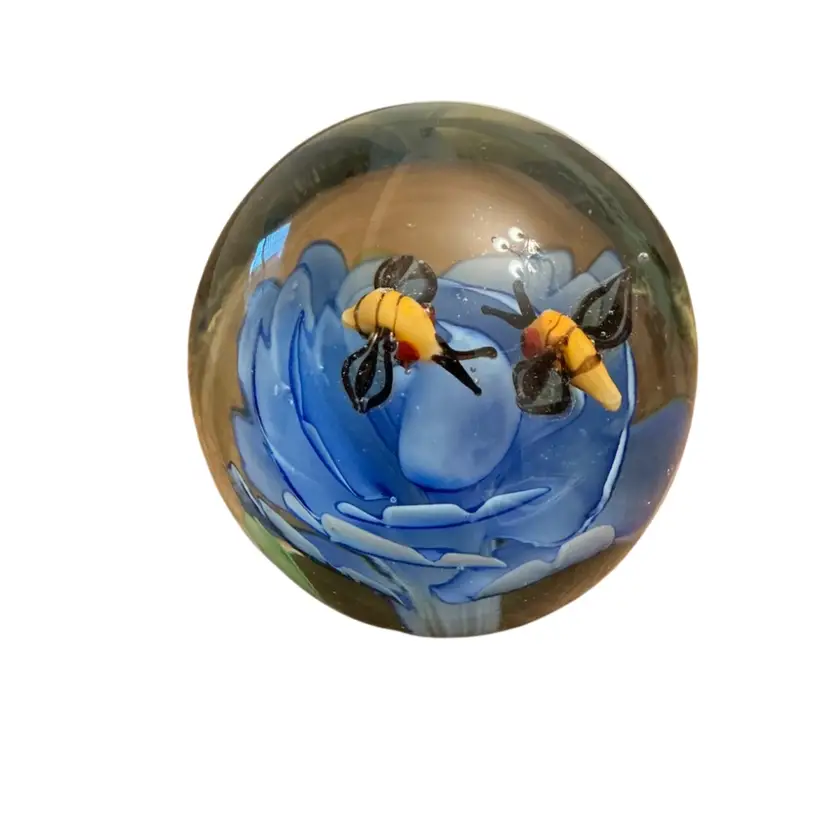 Anita Inc. Crystal Collection Art Glass Paperweight With Bees 2”