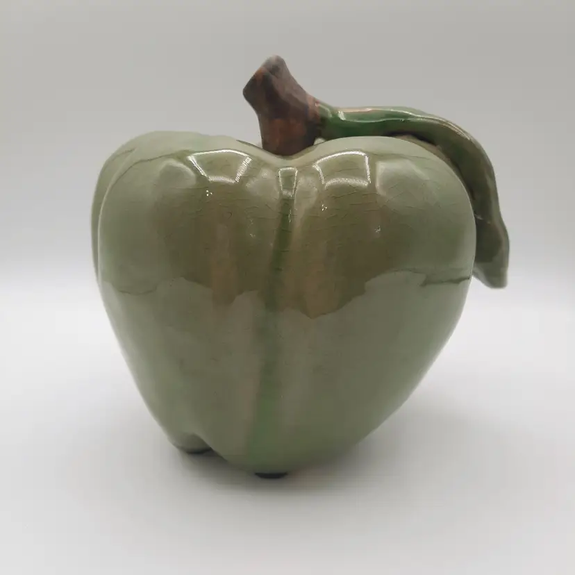 Green Apple Fruit Vegetable Pepper Pumpkin Ceramic Crazing Crackle Finish