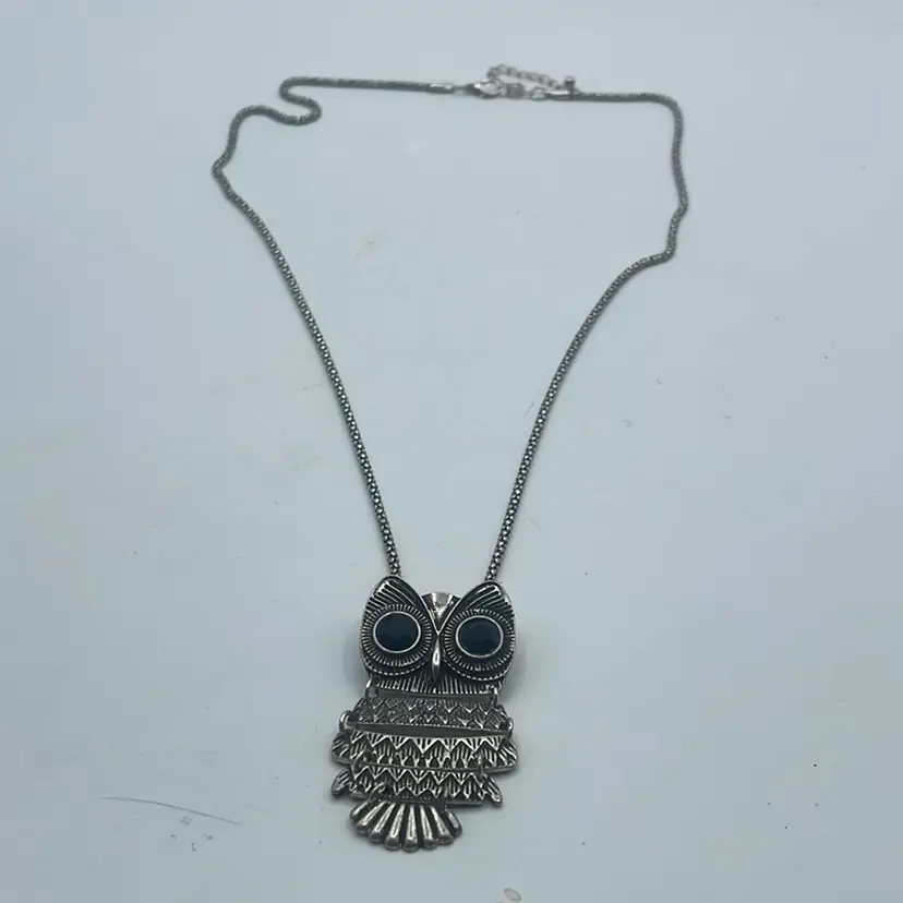 Reticulated Owl Pendant With Chain 28 Inches