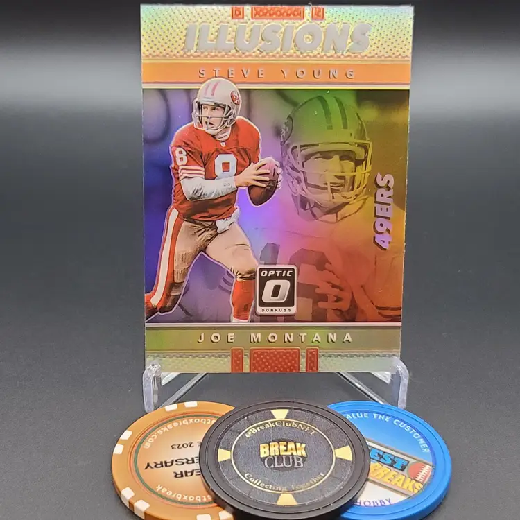 Steve Young Joe Montana 2017 Panini Donruss Optic Illusions Insert Card #30 - San Francisco 49ers Football Card