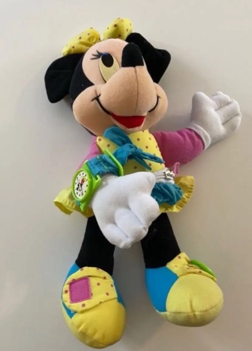 Vintage Arcotoys Disney Learn To Dress Minnie Mouse Plush Mattel.