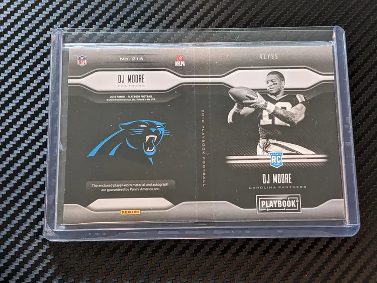 DJ Moore 2018 Panini Playbook - Player Worn Patch On Card Auto Booklet 41/99 #216