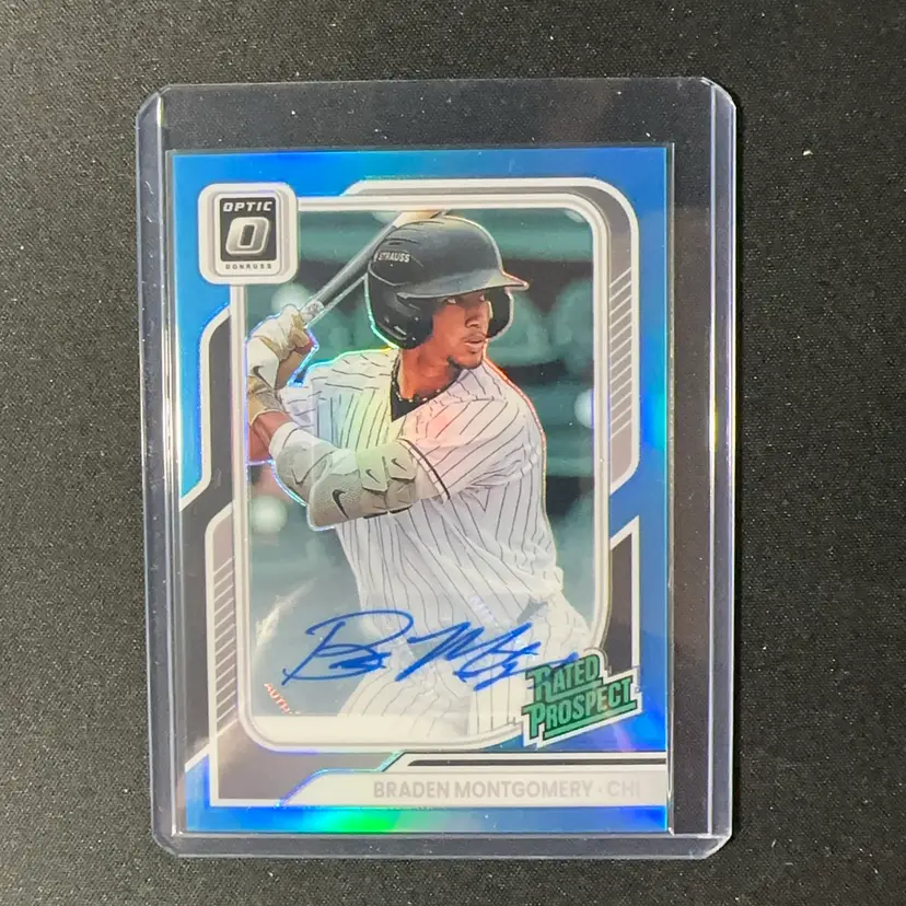 Braden Montgomery 2026 Donruss Optic Blue Prizm Rated Prospect Auto /49 Chicago White Sox