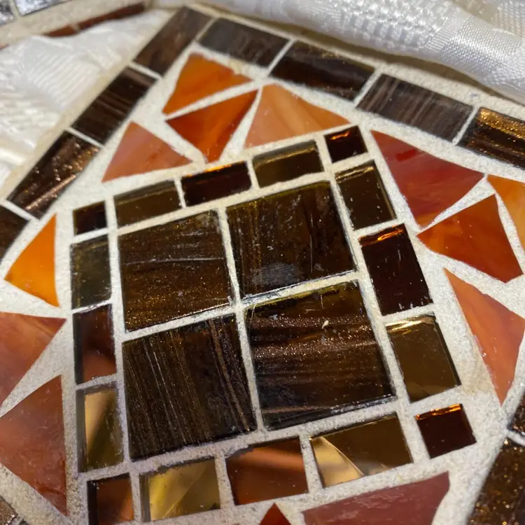 Autumn Delight Original Mosaic Coasters, copper and bronze mirror, stained glass, reflective and glittery