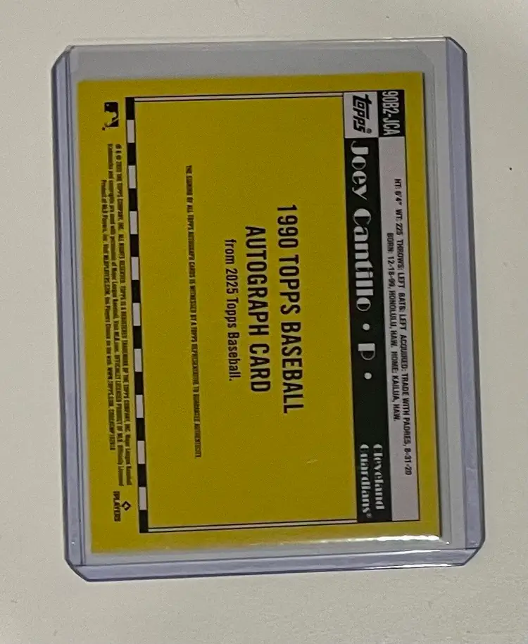 Joey Cantillo RC 1990 Topps Auto Cleveland Guardians