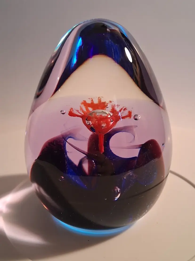 Caithness Glass, Scotland, Alastair MacIntosh 1995 'ASCENSION' Ovoid/Egg Shaped Part-Neodymium Paperweight