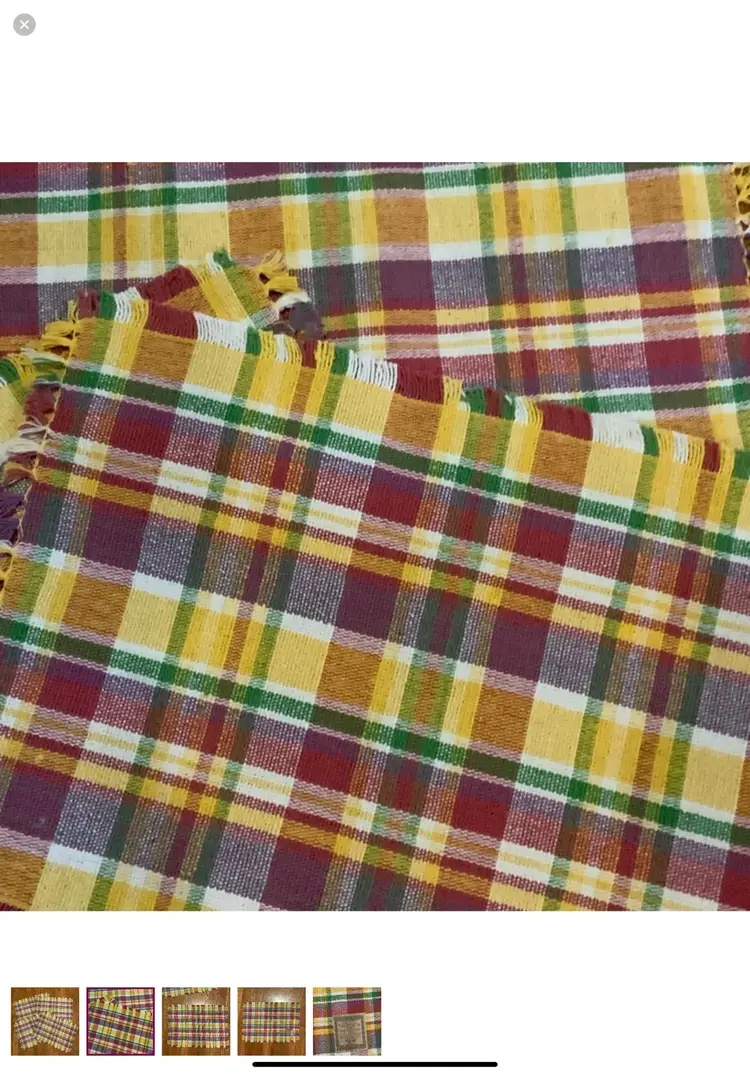 Placemats Plaid Windham Weavers Woven 13” X 19” Set 4 NOS