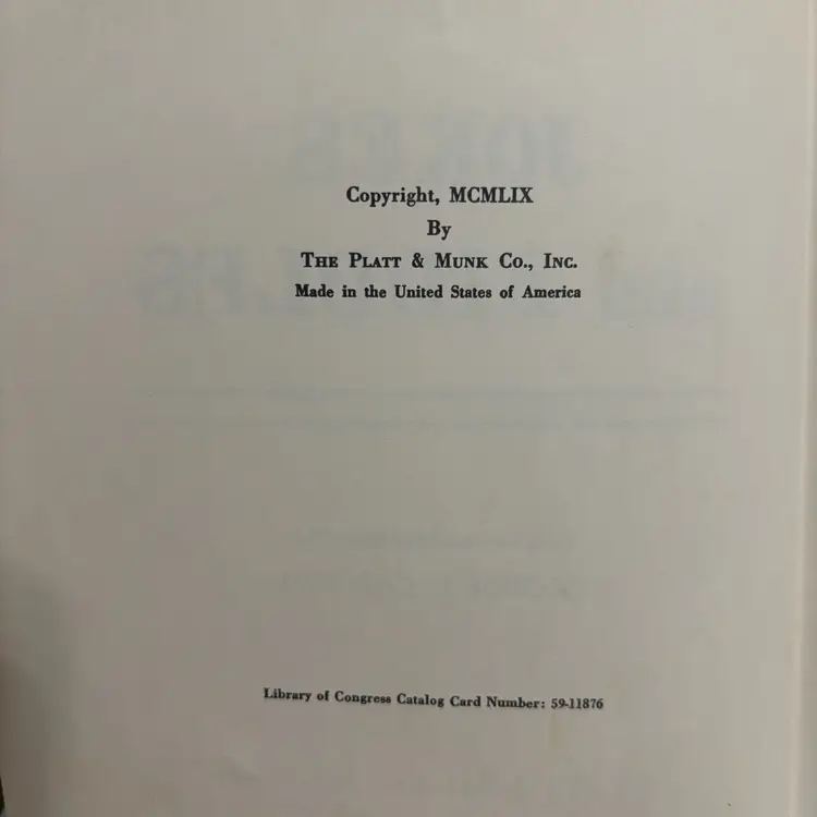 1959 Jokes & Riddles A Platt & Munk Fun Time Book