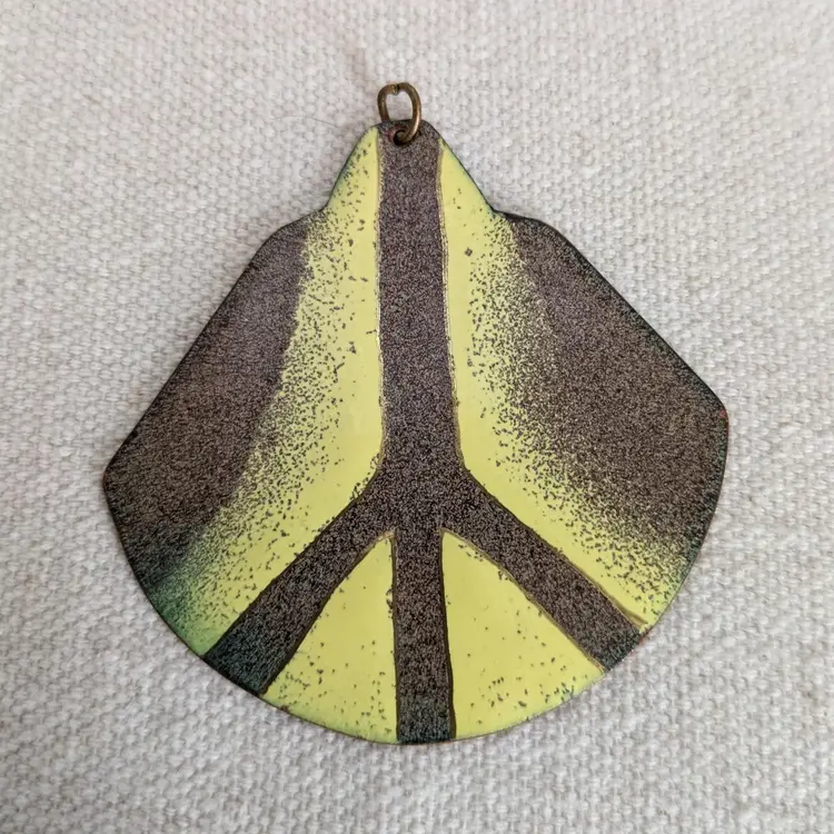 Enamel on Copper Pendant Unique Figural Alien UFO Necklace
