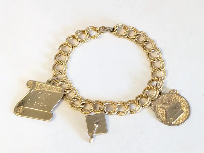Vintage Gold-Filled Graduation Charm Bracelet 1960's