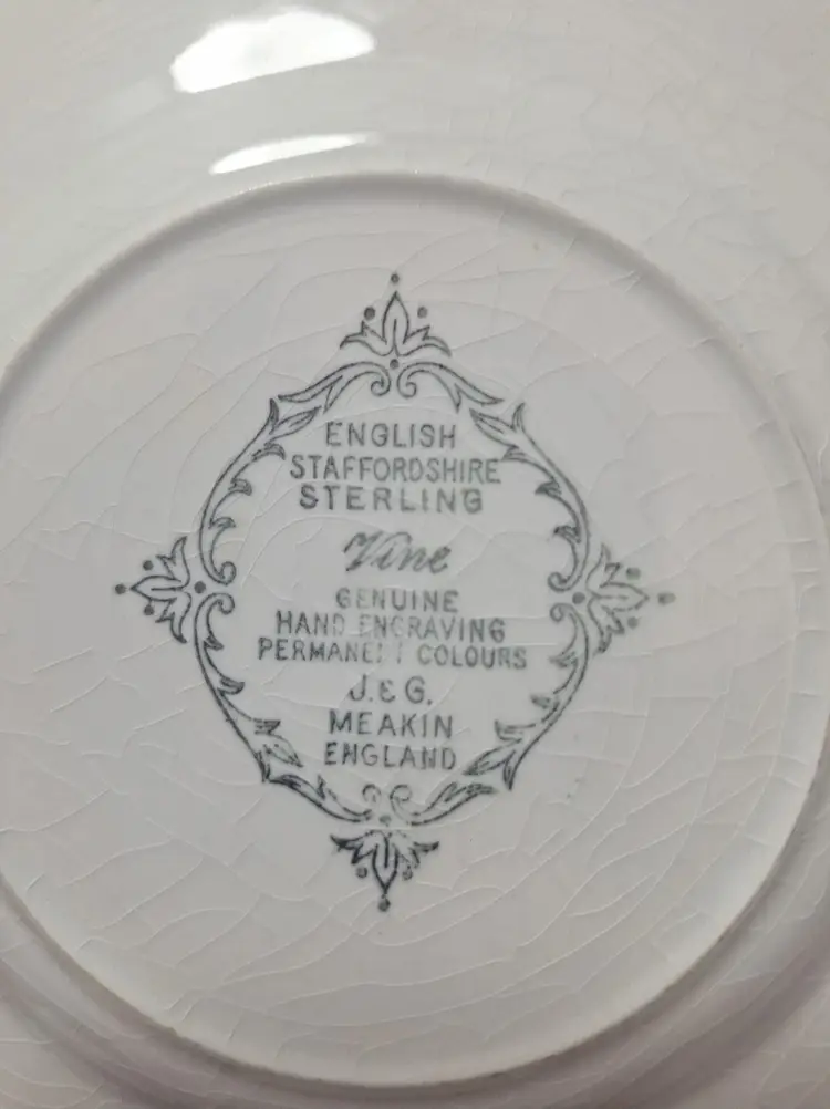 Vintage J & G Meakin English Staffordshire Sterling Set Of 6 Red Vine Plates