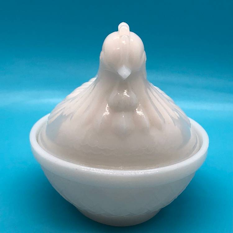Vintage Hazel Atlas Milk Glass Hen On Nest Trinket Dish