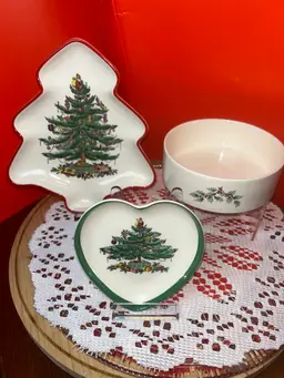 Set Of Three Vintage Spode “Christmas Tree” Dishes