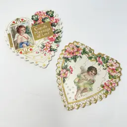 30’s Cupids And Hearts Lot Of 2 Valentines