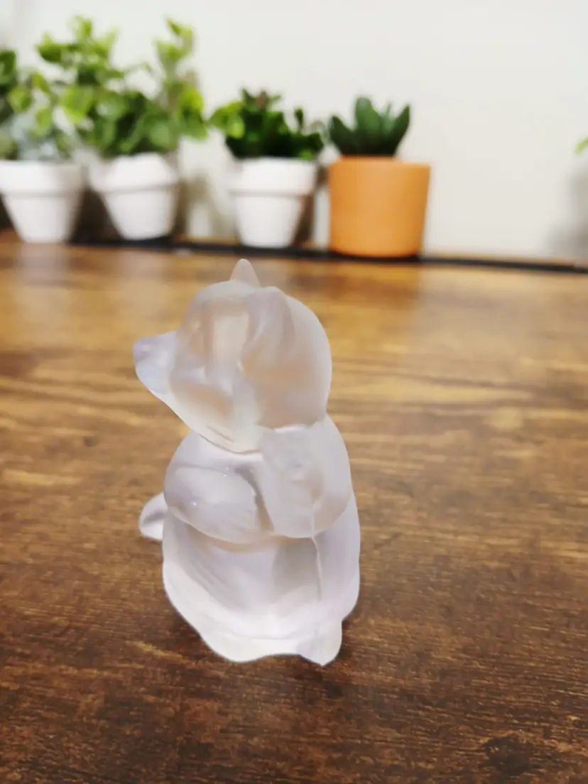 Frosted Glass Cat Figurine Korea