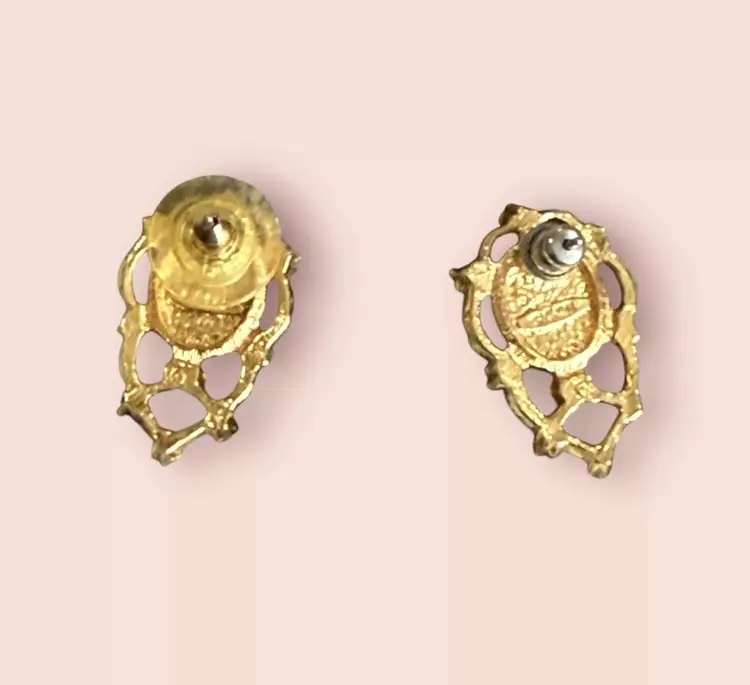 Vintage Avon Genuine Rose Quartz Stud Pierced Earrings 1992 VERY RARE EUC