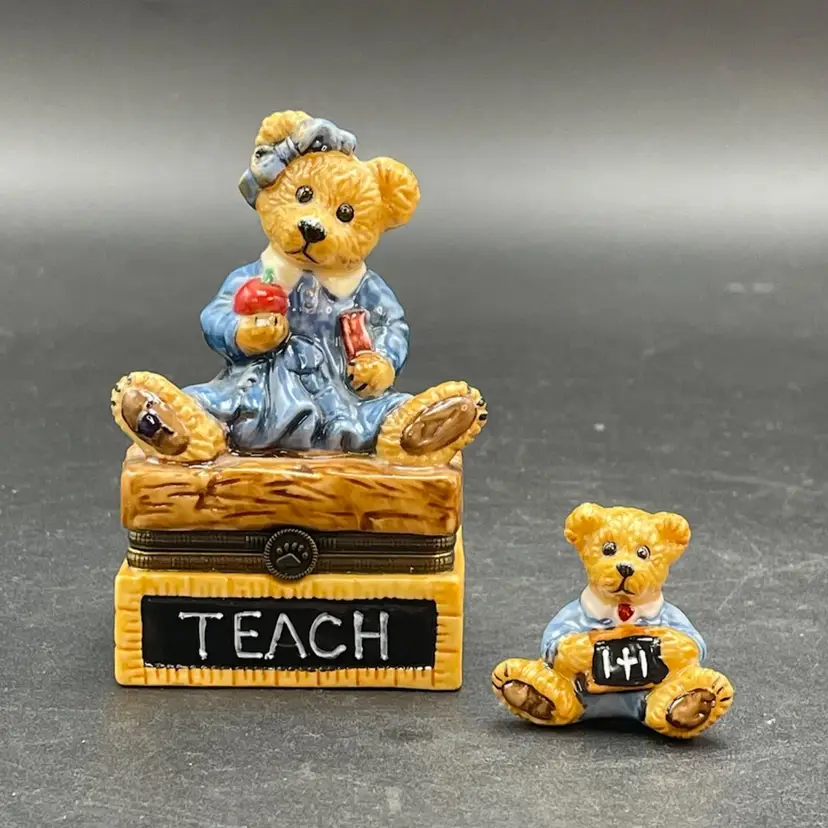 Boyds Bears Ms. Bruin The Teacher Trinket Box VTG Porcelain Student Cub