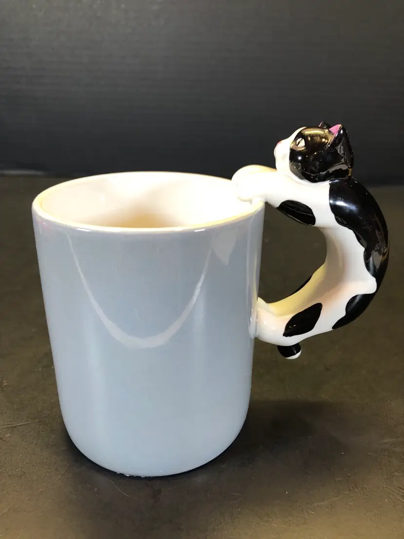 Hallmark Cards Inc 1989 Black White Kitty Cat Mug Grey Mug