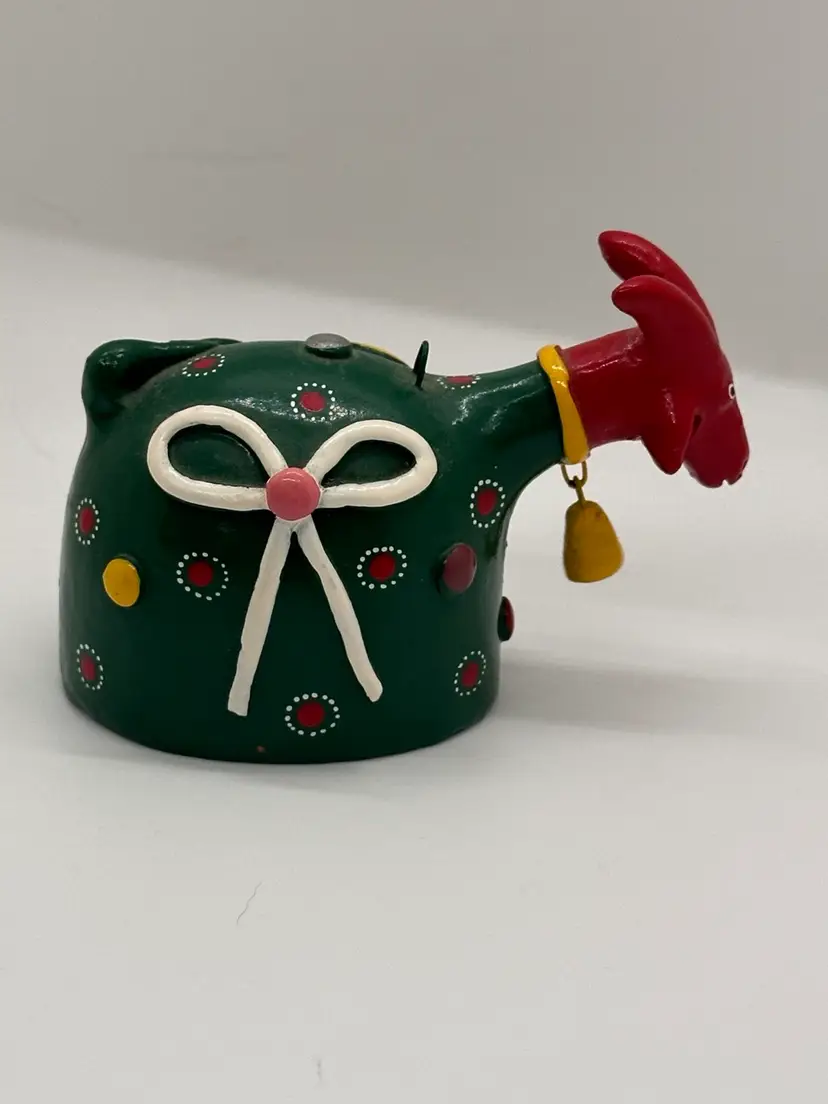 Folk Art Clay Pottery Bull Cowbell Figure by Antonio Rodrigues