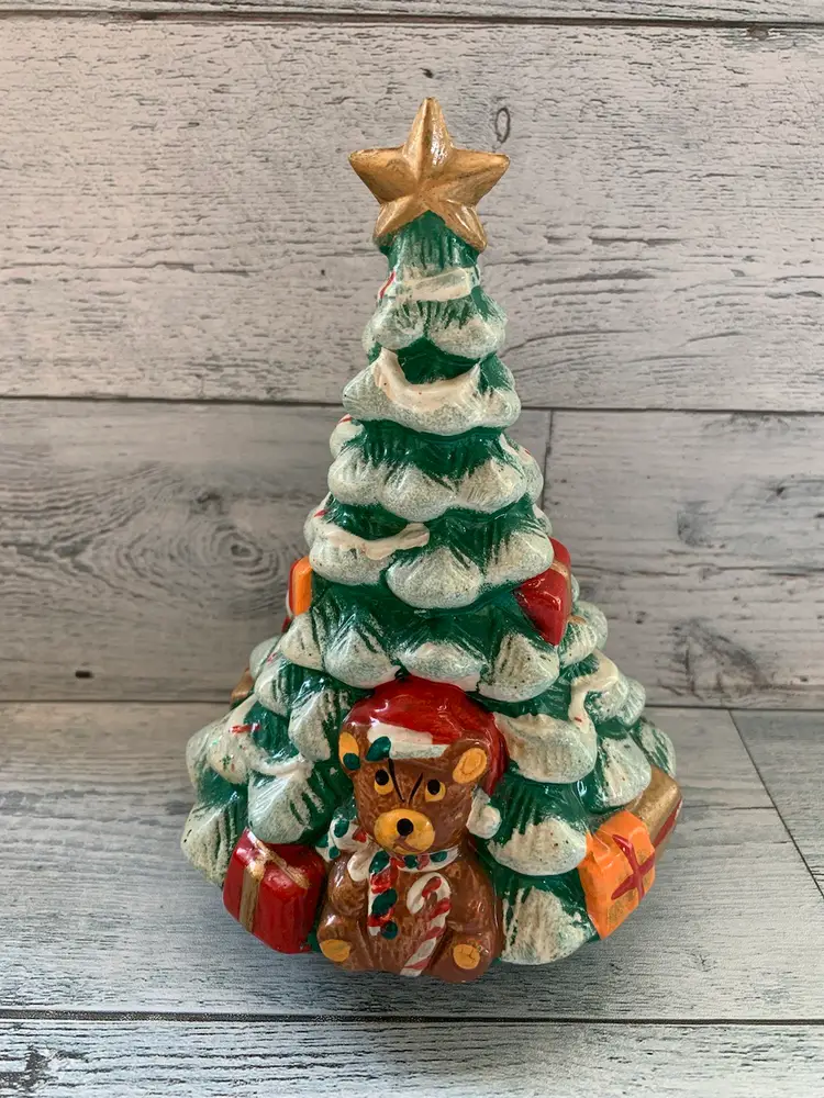 Christmas Ceramic Tree Musical Made In Taiwan With Sticker