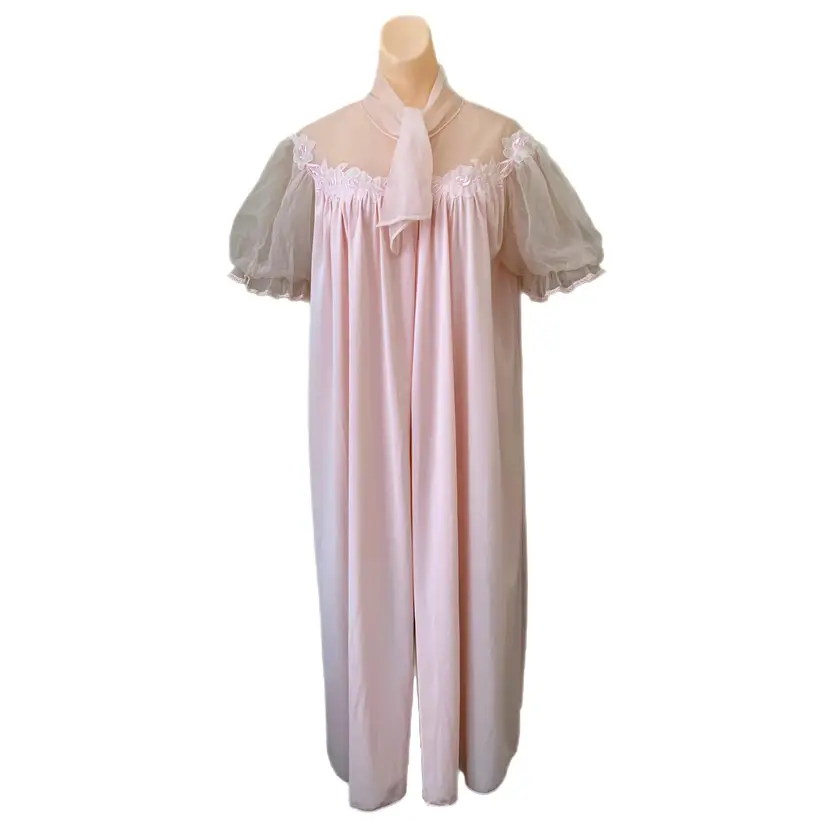 Laros Large Pink Negligee Robe Fairy Bride Romantic Nightdress Lingerie Vintage