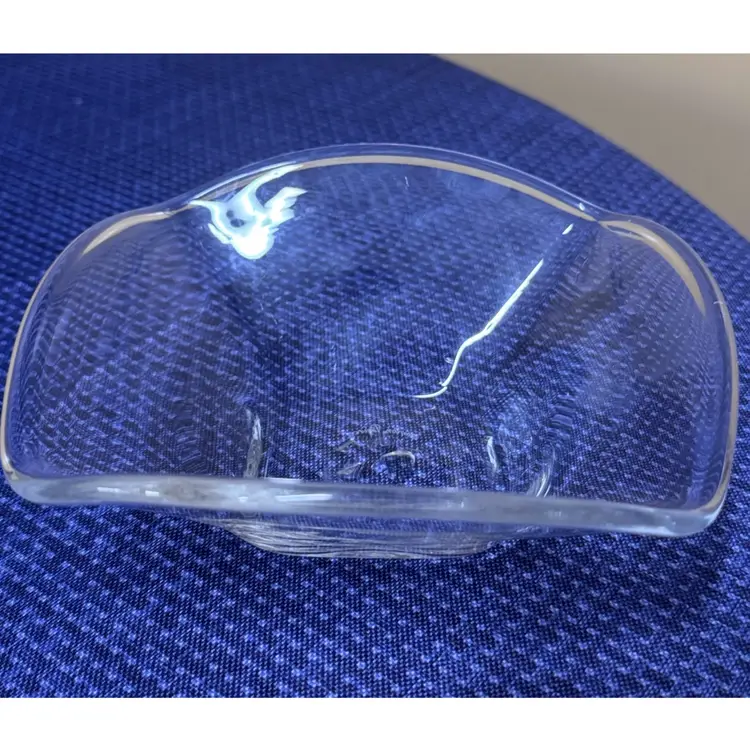 Simon Pearce Clear Glass Square bowl Hand Blown Glass Woodbury 6” Signed