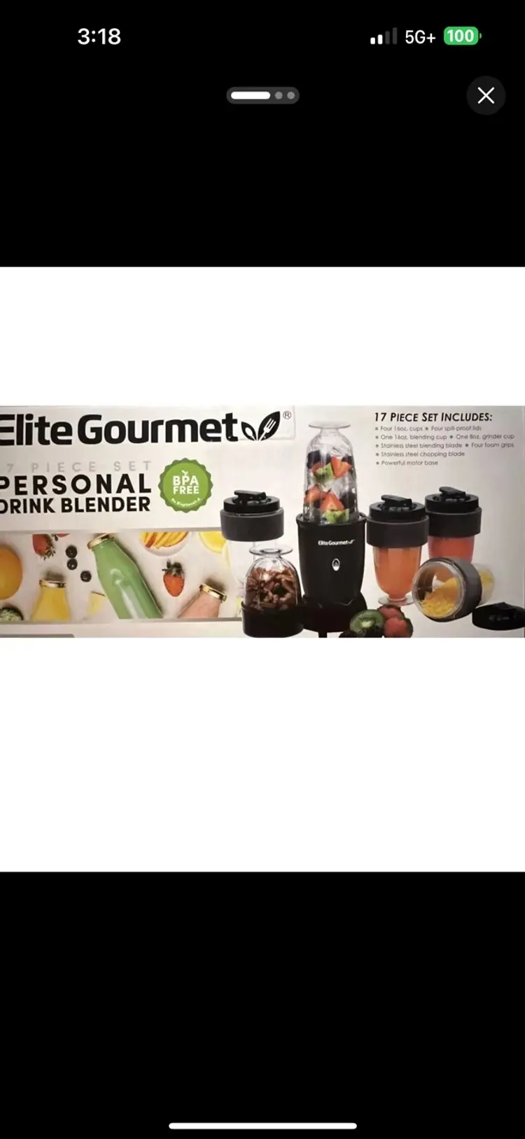 Maxi-Matic Elite Cuisine 17-Piece Blender - Black, 300W