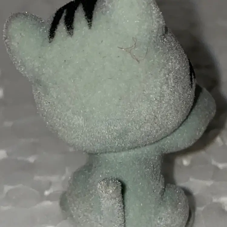 #10- Vintage Flocked Miniature Cat Figurine- Kitty In My Pocket As Pictured