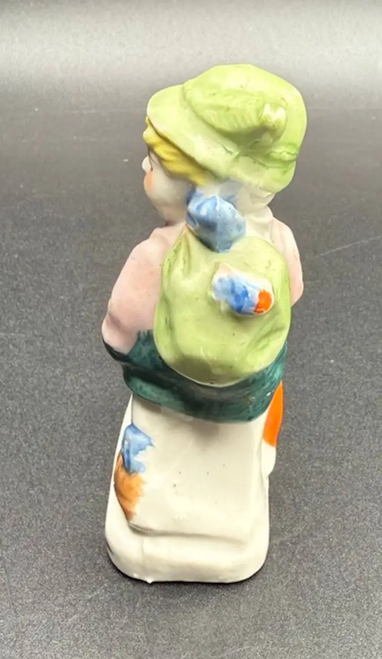 Figurine Boy With Umbrella & Backpack Made In Japan